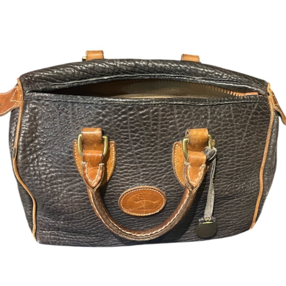 VINTAGE 1990S DOONEY & BOURKE ALL WEATHER LEATHER SATCHEL HANDBAG PURSE - Picture 2 of 13